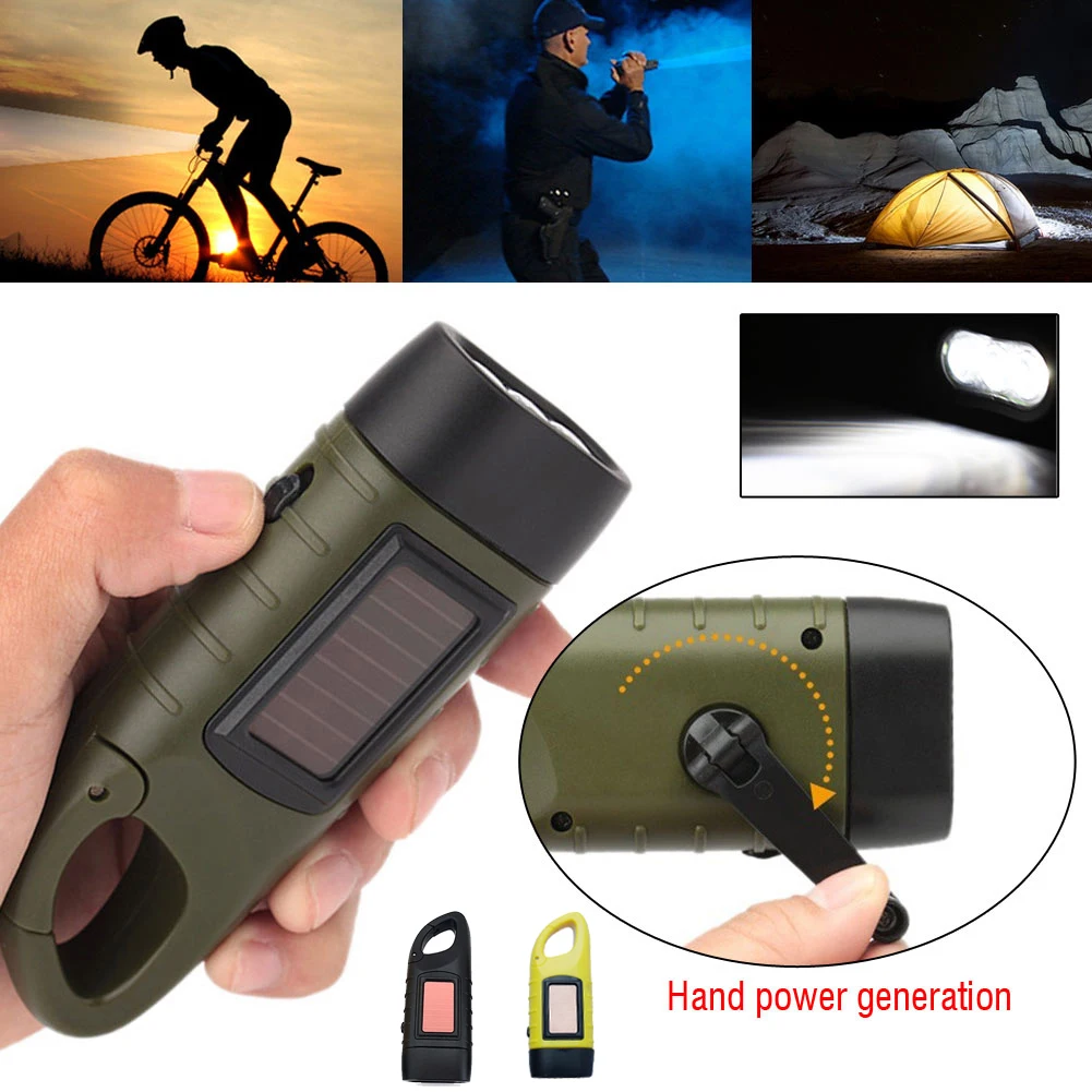 Fishing Boat Navigation Light - LED Flashlight Hand Crank Solar Powered
